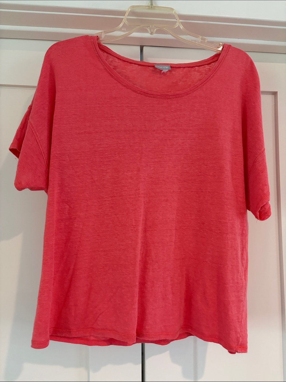 Chico’s Women’s Everyday Relaxed Short-Sleeve Linen in Coral Pink